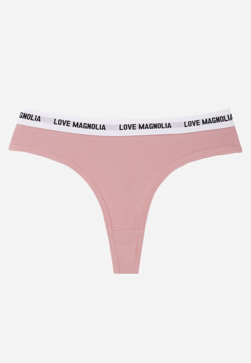 Różowe Majtki Stringi z Bawełną Ozdobione Napisami Amero 1