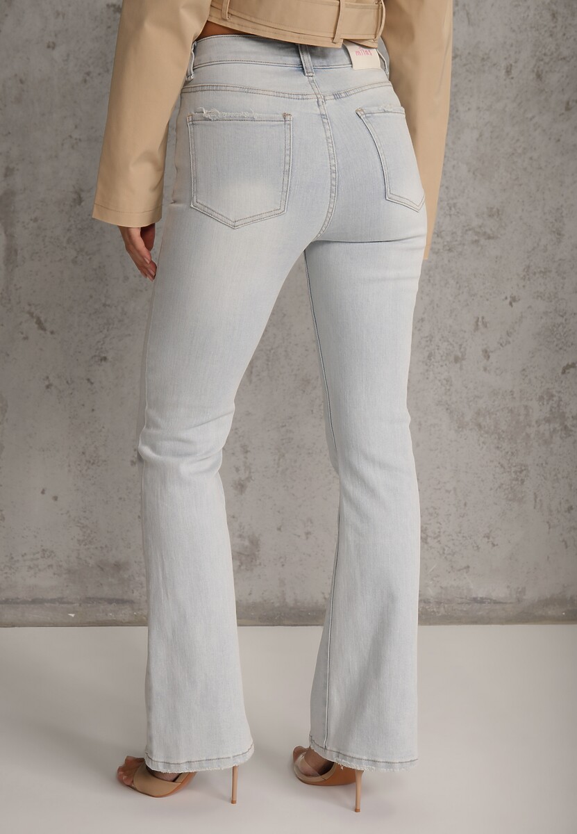 Niebieskie Jeansy Dzwony z Bawełną High Waist Basaia 3