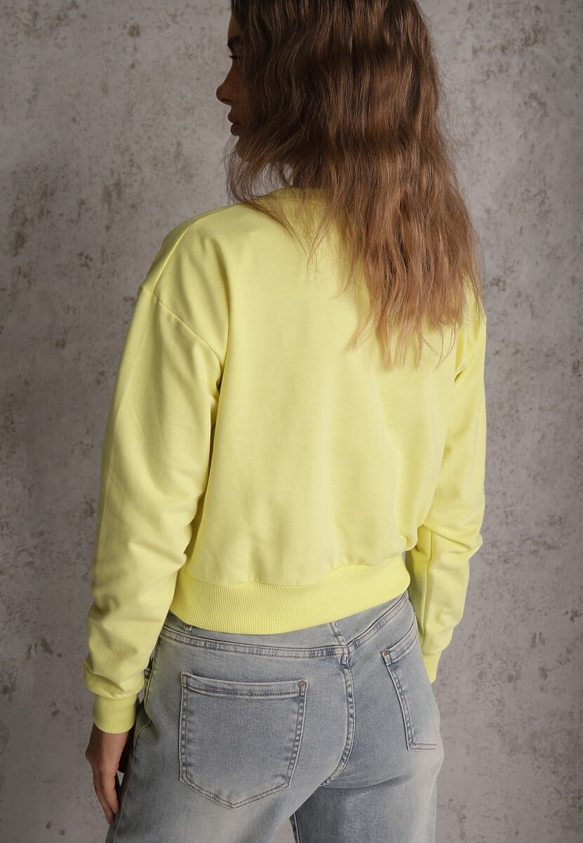 Jasnozielona Bluza z Bawełną ze Ściągaczami przy Rękawach i w Pasie Alberia 3