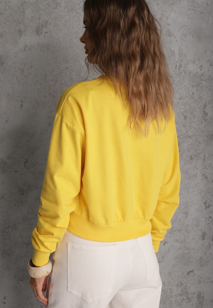 Żółta Bluza z Bawełną ze Ściągaczami przy Rękawach i w Pasie Alberia 3