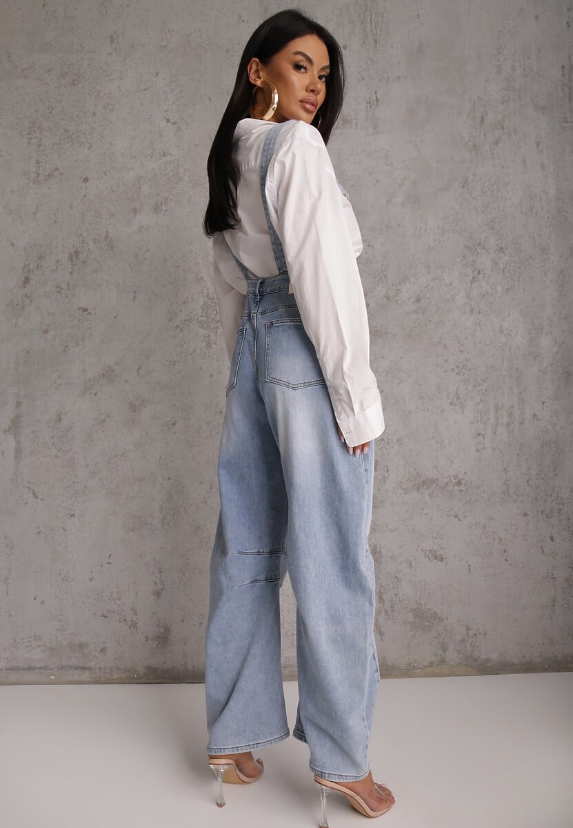 Niebieskie Jeansy Ogrodniczki z Nogawką Balloon z Bawełną Vimalliene 3