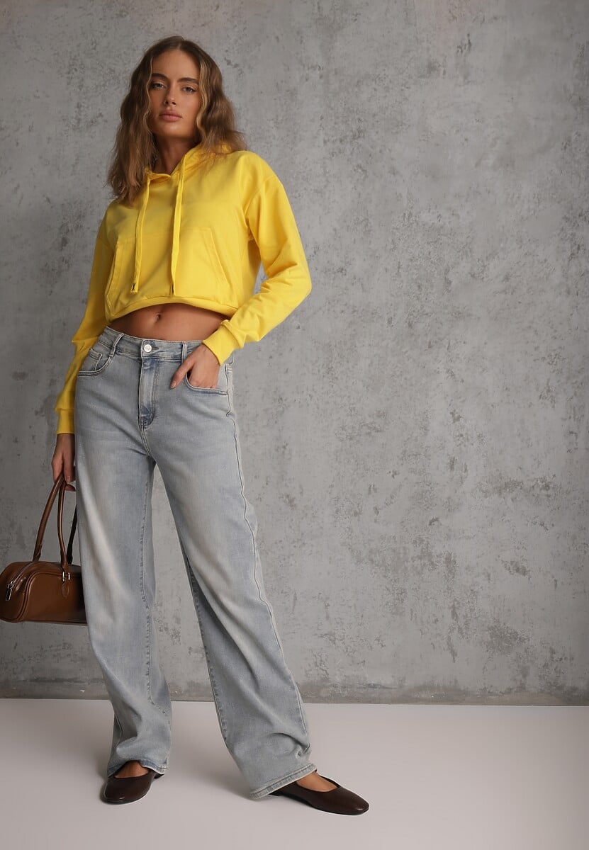 Żółta Bluza z Kapturem i Bawełną Ozdobiona Ściągaczami Evianae 2