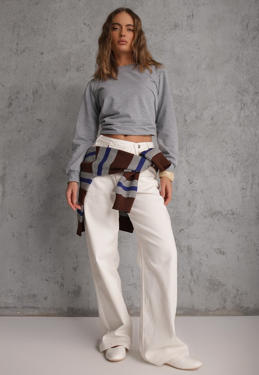 Szara Casualowa Bluza z Bawełną Akko 2