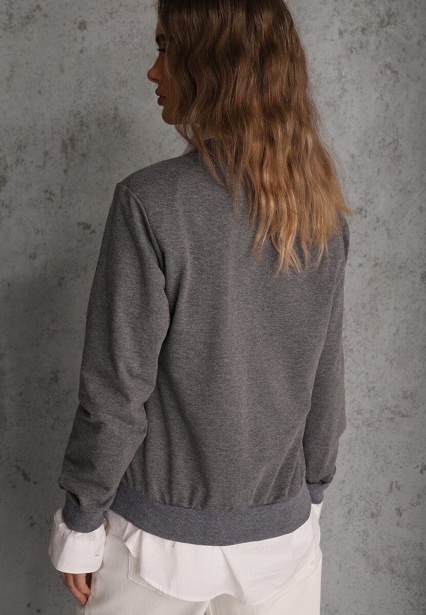 Ciemnoszara Casualowa Bluza z Bawełną Akko 3