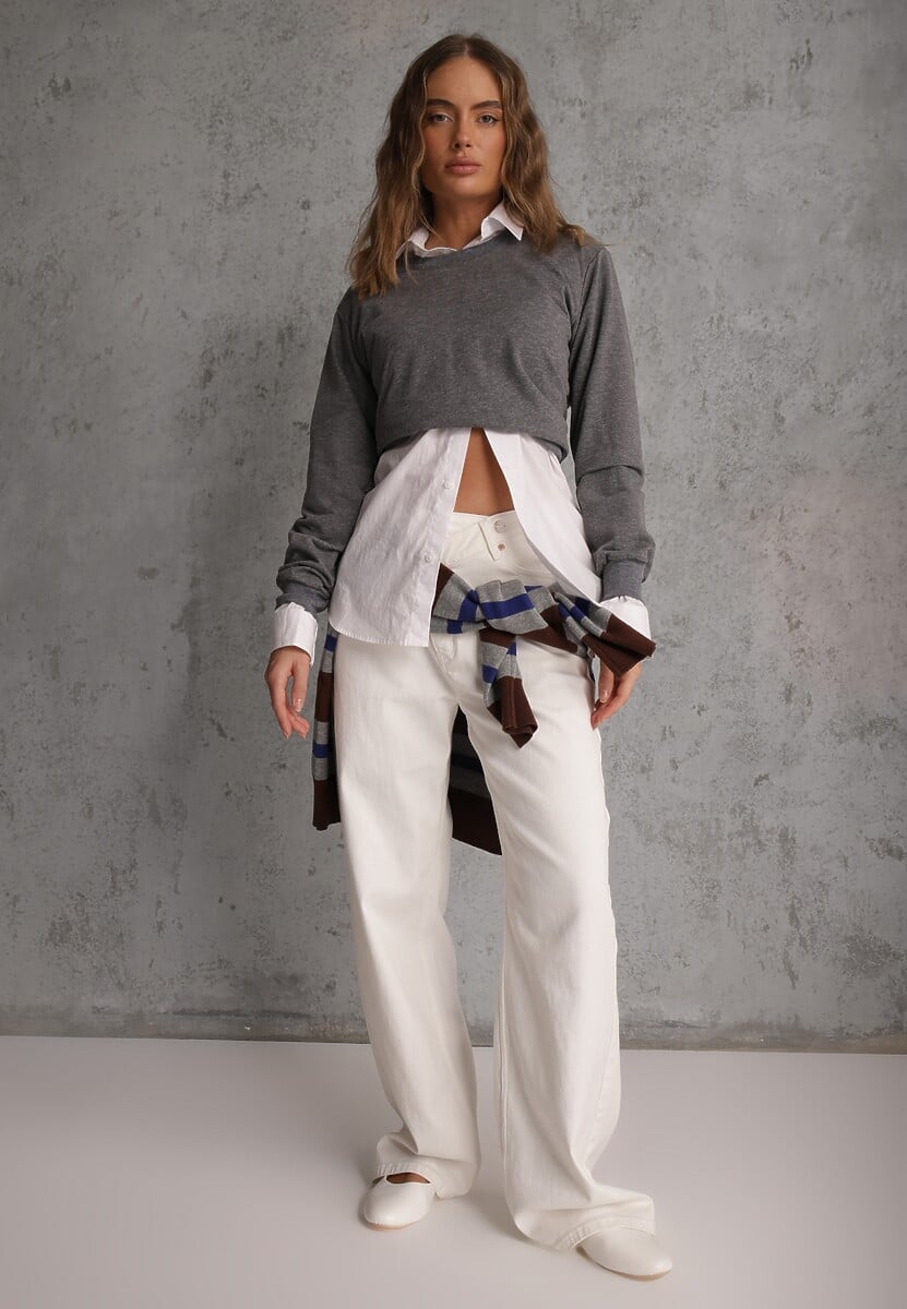 Ciemnoszara Casualowa Bluza z Bawełną Akko 2