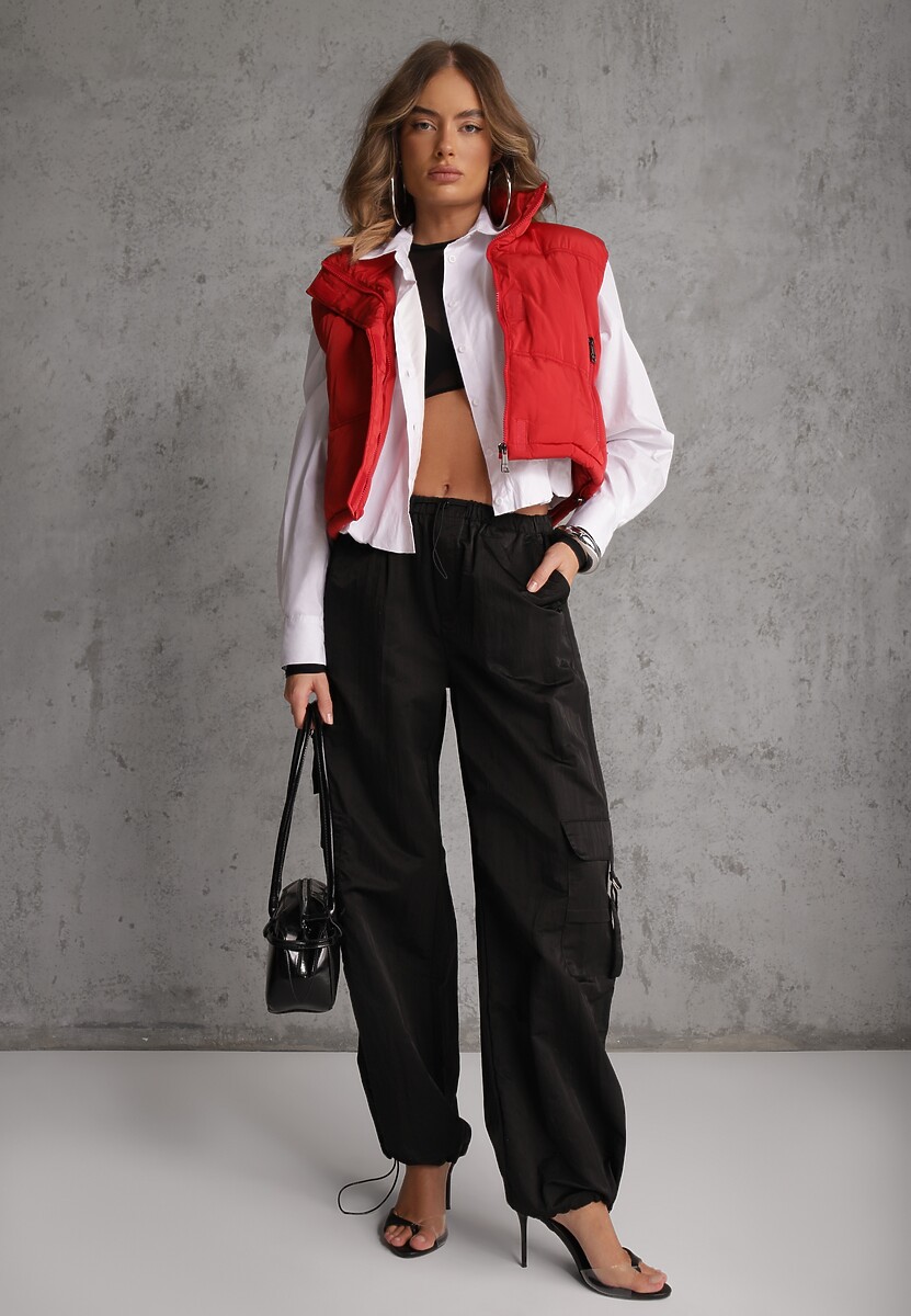 Czerwona Pikowana Kamizelka Puffer o Kroju Crop Tadrel 2