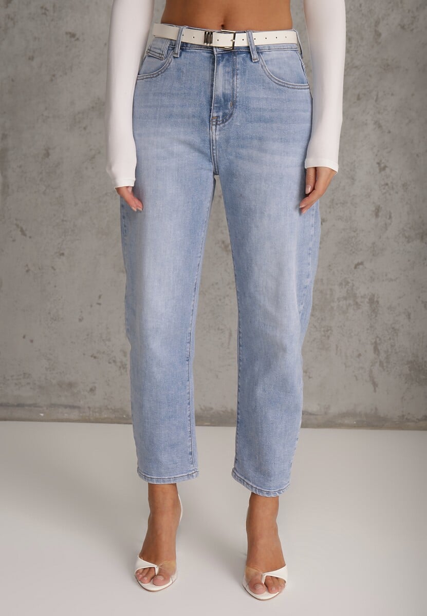 Niebieskie Jeansy Mom Fit High Waist Ankle Length Nikathe 2