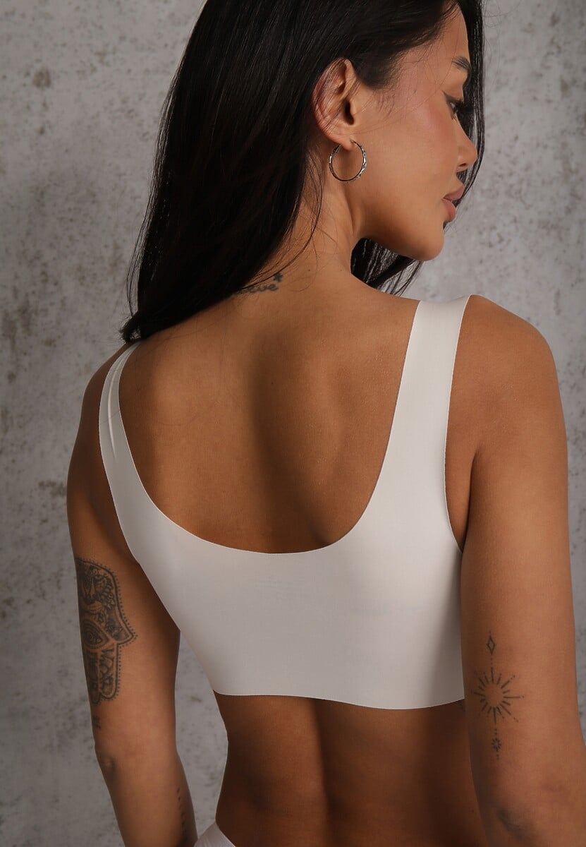 Biały Sportowy Biustonosz z Usztywnieniem Ozdobiony Siateczkową Wstawką Edalissa 3