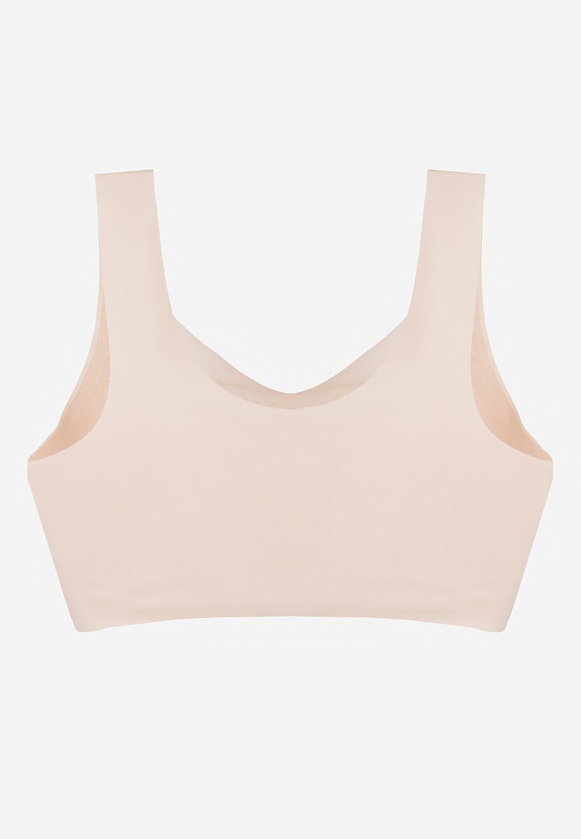 Beżowy Sportowy Biustonosz z Usztywnieniem Ozdobiony Siateczkową Wstawką Edalissa 2