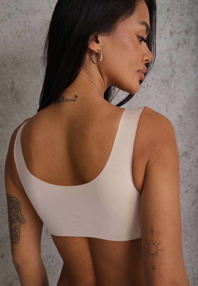 Beżowy Sportowy Biustonosz z Usztywnieniem Ozdobiony Siateczkową Wstawką Edalissa 3