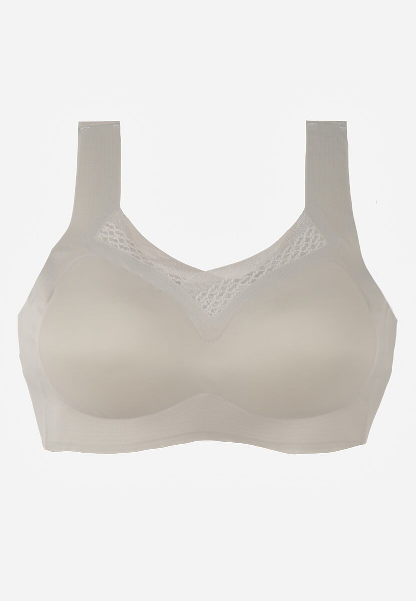 Szary Sportowy Biustonosz z Usztywnieniem Ozdobiony Siateczkową Wstawką Edalissa 1