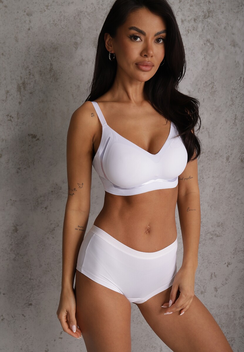 Biały Biustonosz Ozdobiona Przezroczystymi Wstawkami z Usztywnieniem Seanael 2