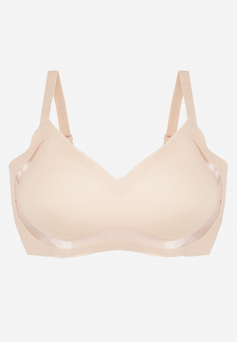 Beżowy Biustonosz Ozdobiona Przezroczystymi Wstawkami z Usztywnieniem Seanael 1
