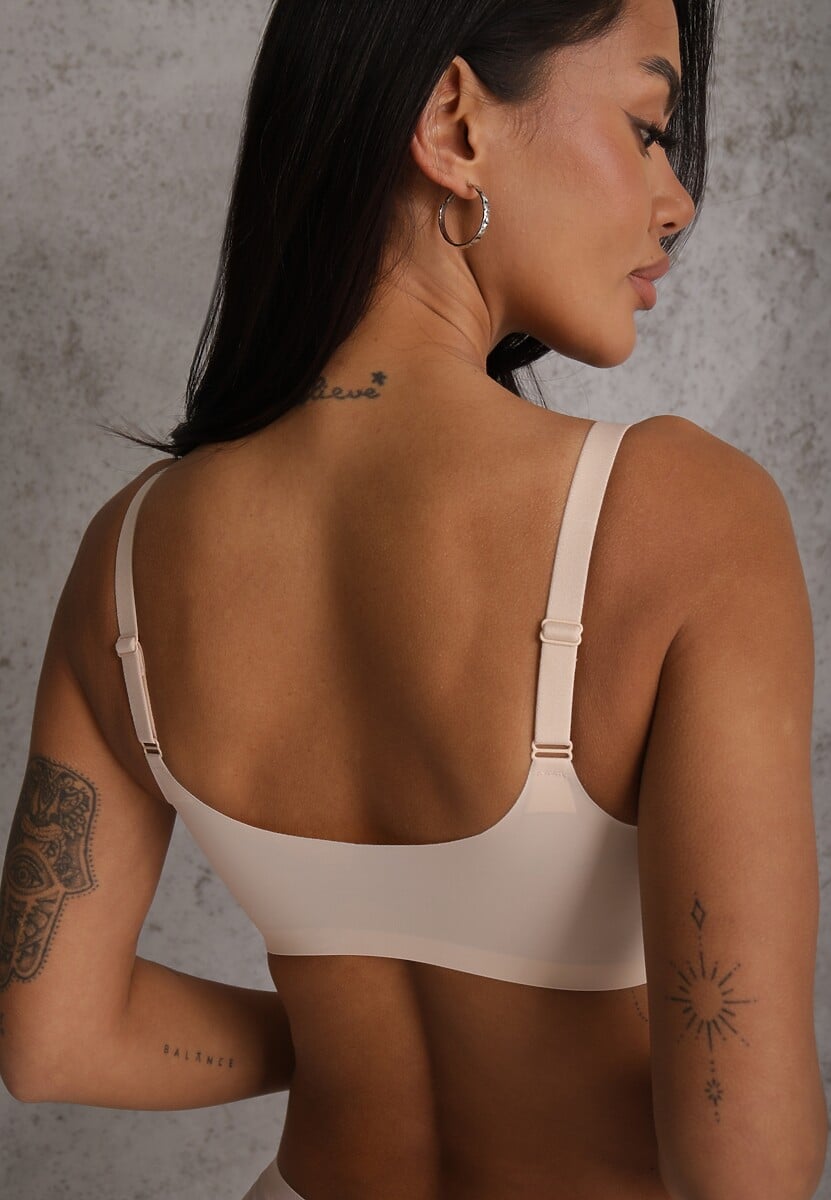 Beżowy Biustonosz Ozdobiona Przezroczystymi Wstawkami z Usztywnieniem Seanael 3