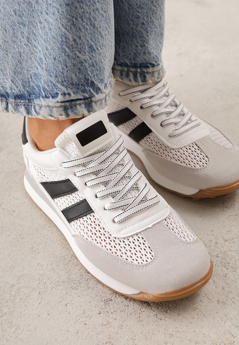 Białe Klasyczne Sneakersy Zdobione Siateczkowymi Wstawkami Eilshoy 3