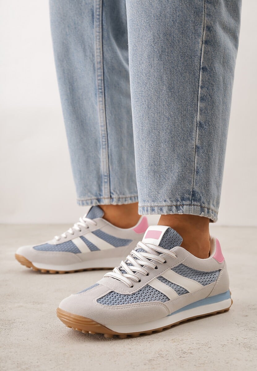 Niebieskie Klasyczne Sneakersy Zdobione Siateczkowymi Wstawkami Eilshoy 2