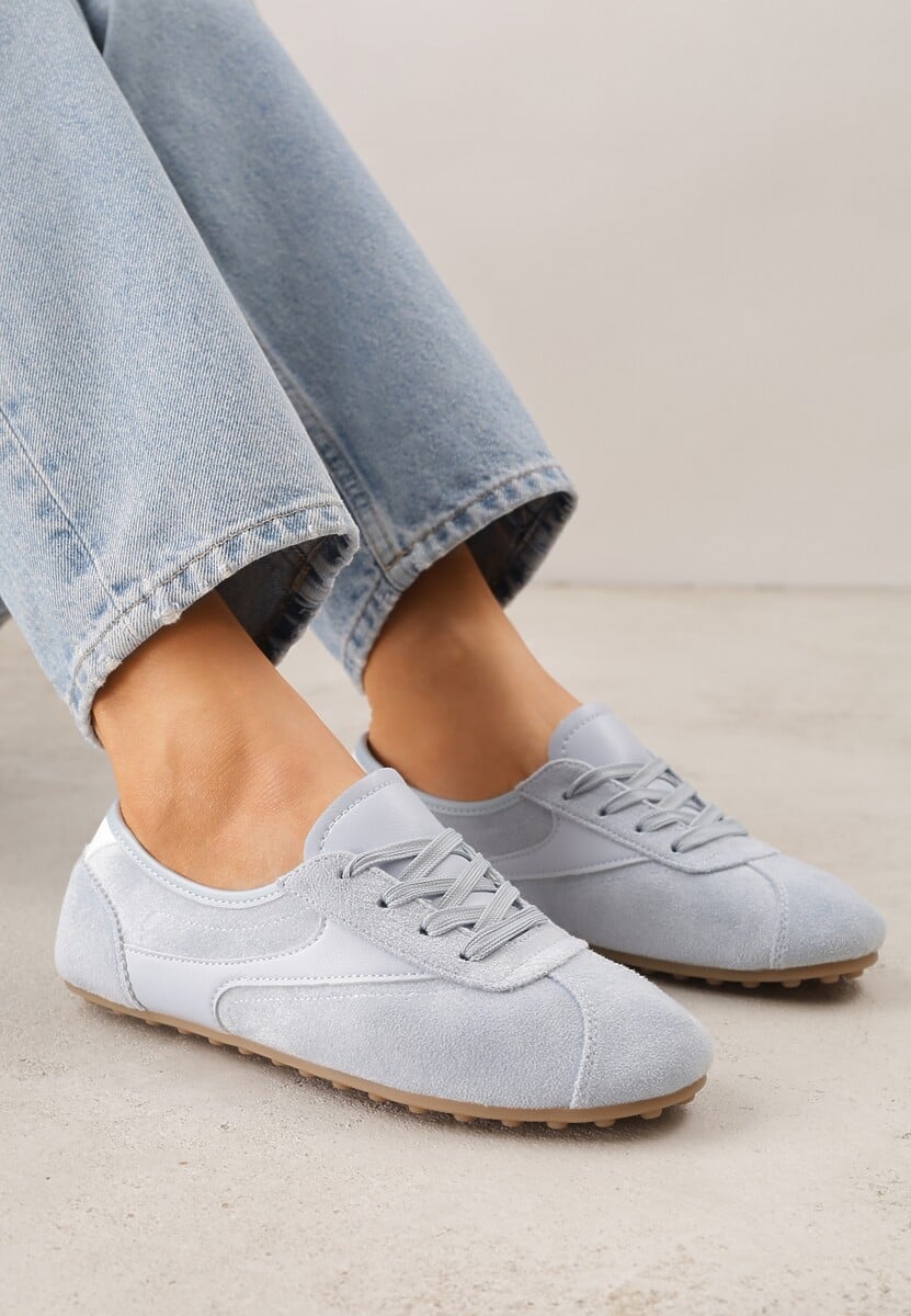 Niebieskie Sneakersy Kultowe Tenisówki Y2K z Imitacji Zamszu Nerialle 1