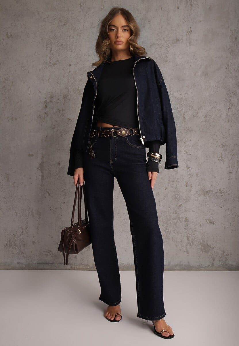 Czarna Dopasowana Bluzka Typu Longsleeve z Bawełną Moanti 2