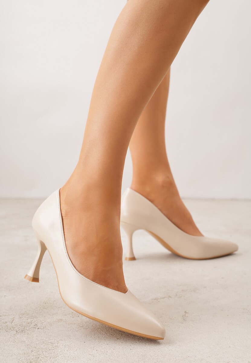 Beżowe Czółenka na Geometrycznej Szpilce Iolissa 2