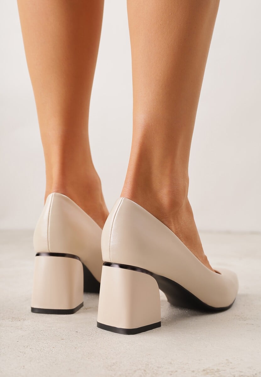 Beżowe Czółenka na Stożkowym Słupku o Nicud 3