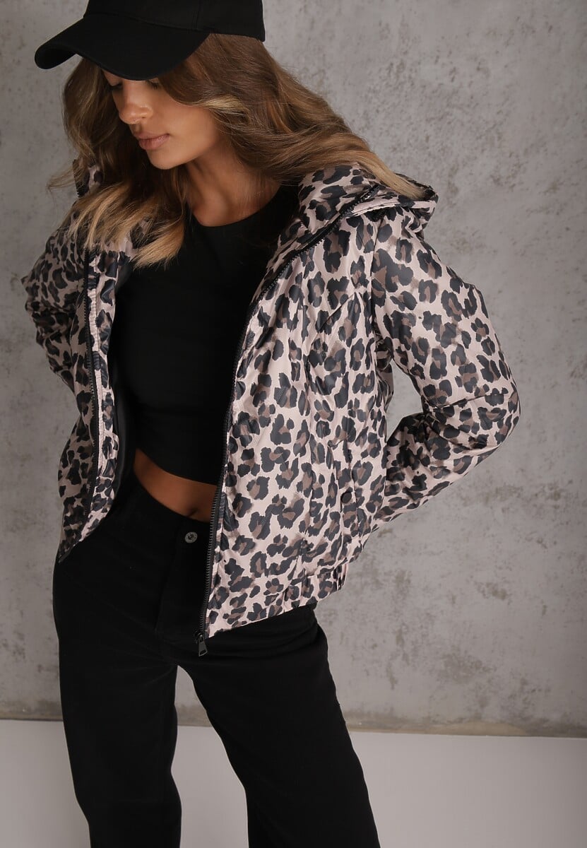 Różowa Panterkowa Kurtka z Odpinanym Kapturem Anastaera 1