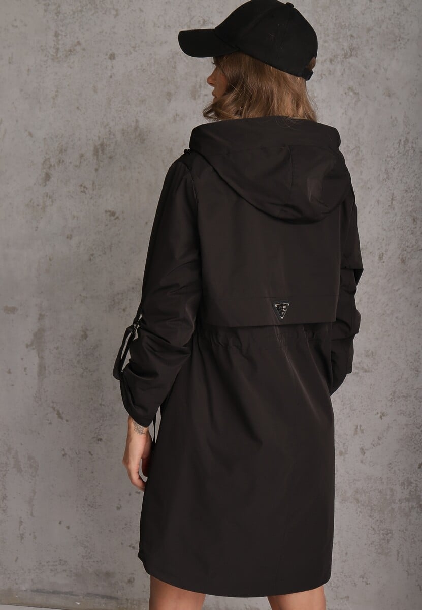Czarna Przejściowa Kurtka Parka z Rękawami z Możliwością Podpięcia Tinarae 3