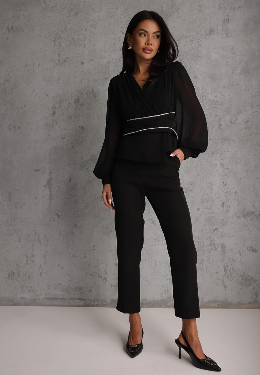 Czarne Klasyczne Spodnie VICES Garniturowe High Waist Dimaia 1