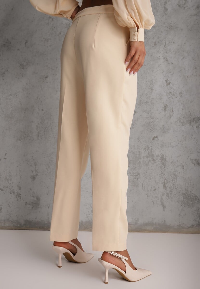 Beżowe Klasyczne Spodnie VICES Garniturowe High Waist Dimaia 3