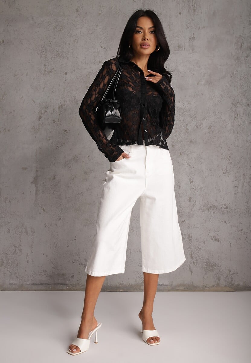 Czarna Koszula z Kwiatowej Koronki Nevieras 2