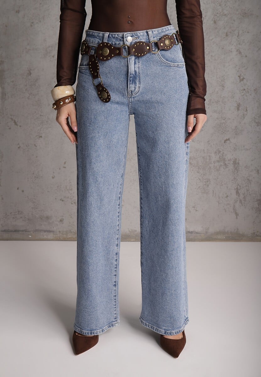 Niebieskie Szerokie Jeansy z Bawełną i Lyocellem High Waist Nansailah 2