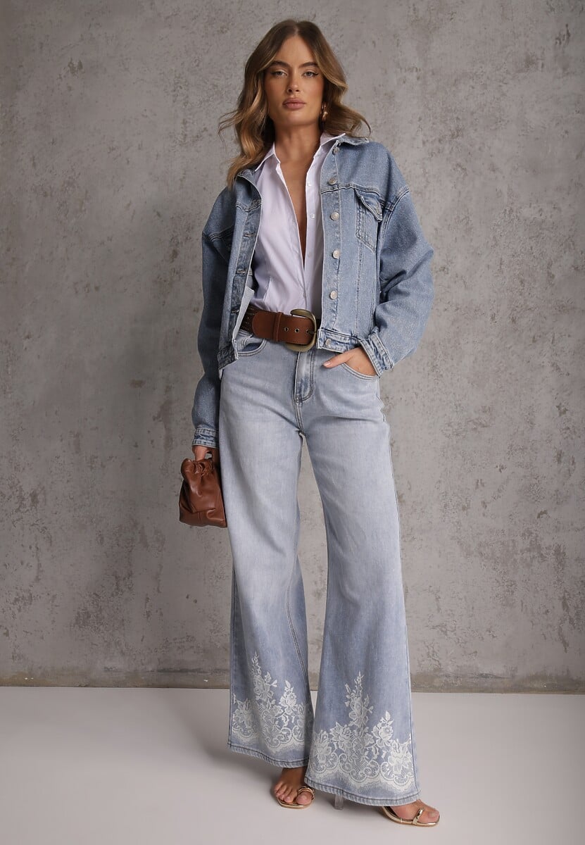 Niebieska Kurtka Jeansowa Oversize z Bawełną i Lyocellem Vimarosse 2