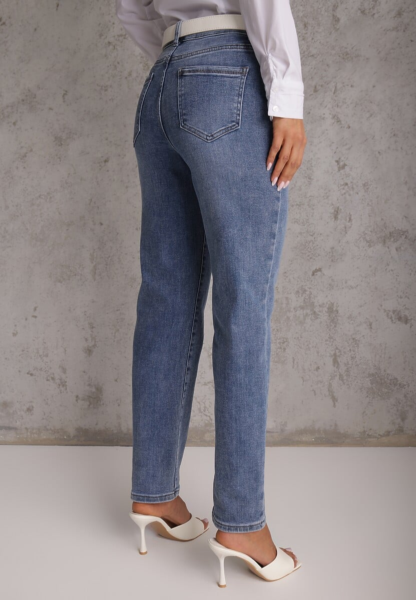 Jasnoniebieskie Jeansy z Bawełną o Fasonie Mom Fit Qastorea 3