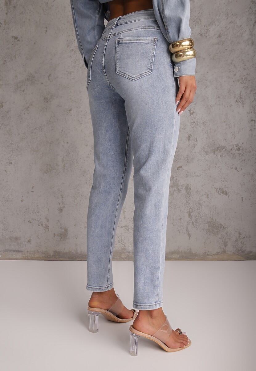 Niebieskie Casualowe Jeansy z Bawełny Menisea 3