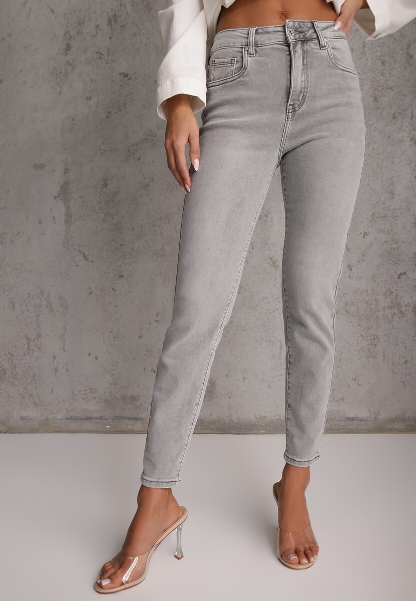Szare Jeansy o Kroju Regular z Bawełnianego Denimu Timasta 2