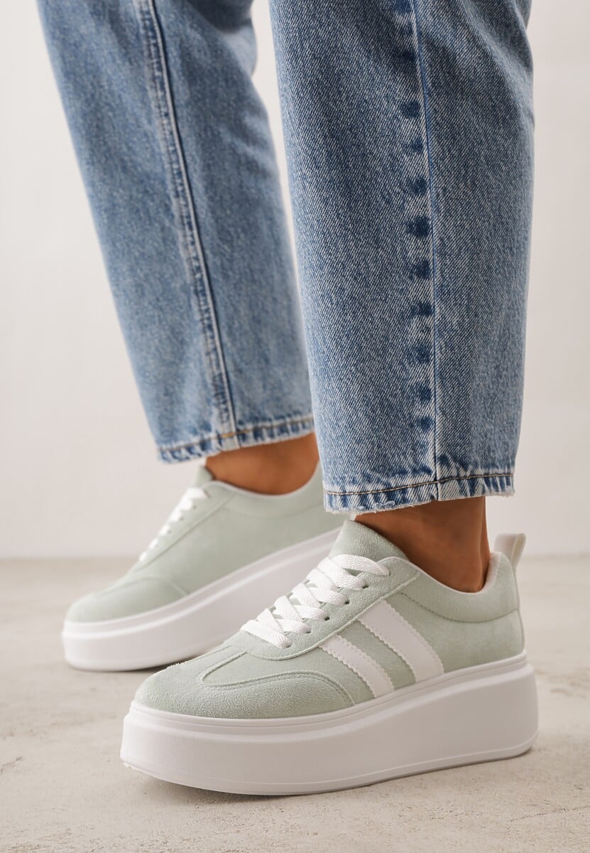 Zielone Sneakersy Typu Kultowe Tenisówki na Platformie Redoreve 1