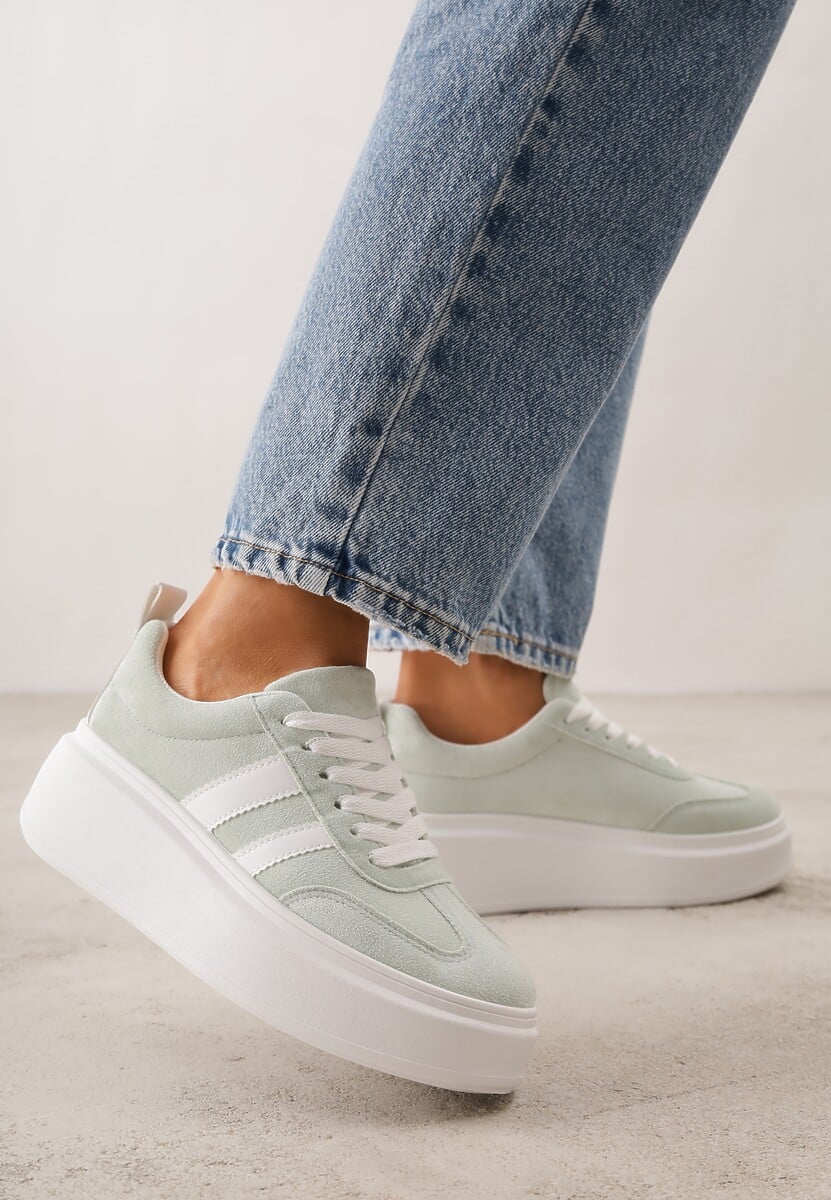 Zielone Sneakersy Typu Kultowe Tenisówki na Platformie Redoreve 2