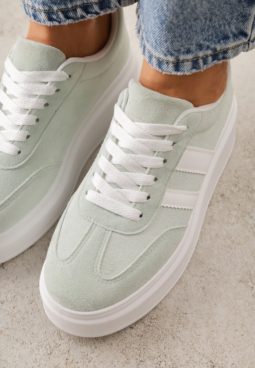 Zielone Sneakersy Typu Kultowe Tenisówki na Platformie Redoreve 3