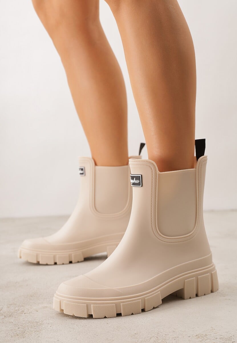 Beżowe Kalosze Typu Sztyblety z Antypoślizgową Podeszwą Volenne 1
