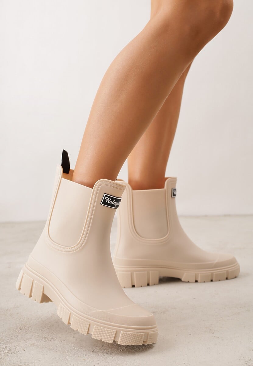 Beżowe Kalosze Typu Sztyblety z Antypoślizgową Podeszwą Volenne 2