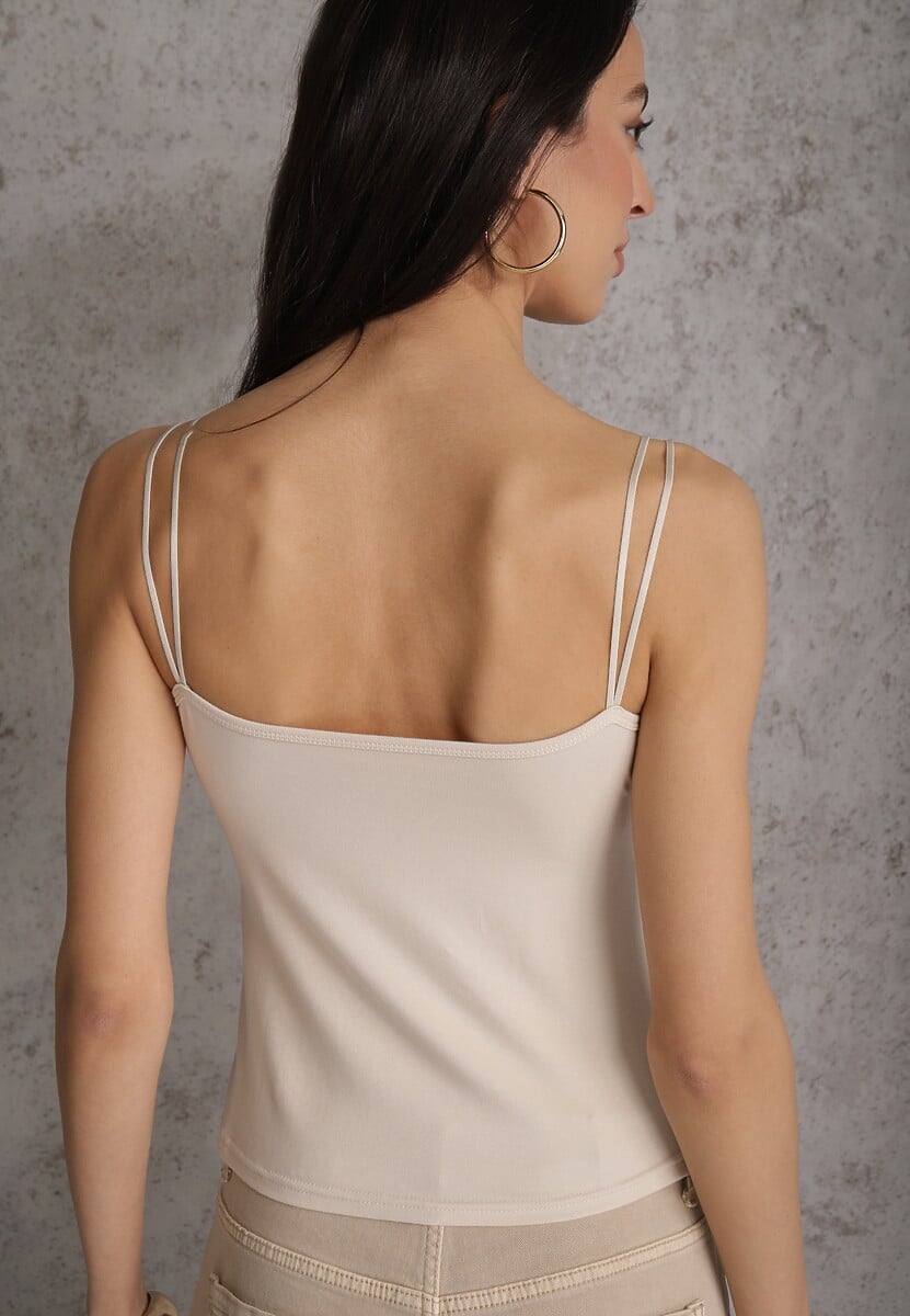 Beżowy Top z Wiskozy na Podwójnych Ramiączkach Indrea 3