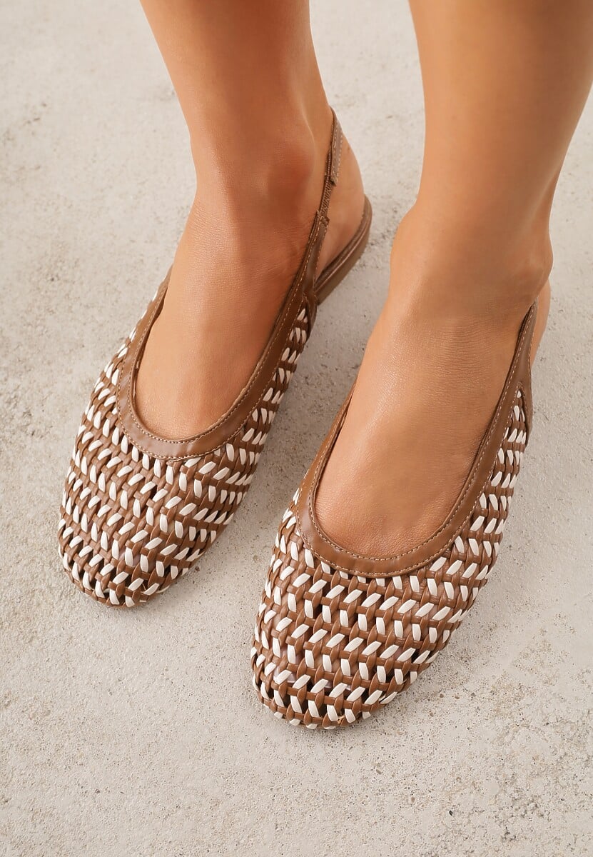 Brązowe Plecione Sandały Typu Slingback Ellariell 1