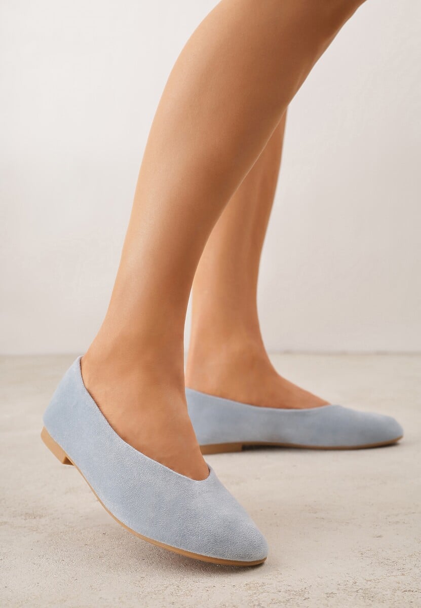 Niebieskie Balerinki z Imitacji Zamszu w Stylu Basic Saraphiele 3