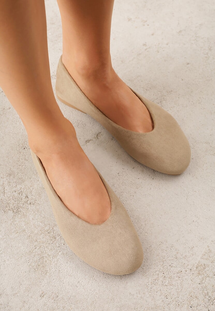 Zielone Balerinki z Imitacji Zamszu w Stylu Basic Saraphiele 1