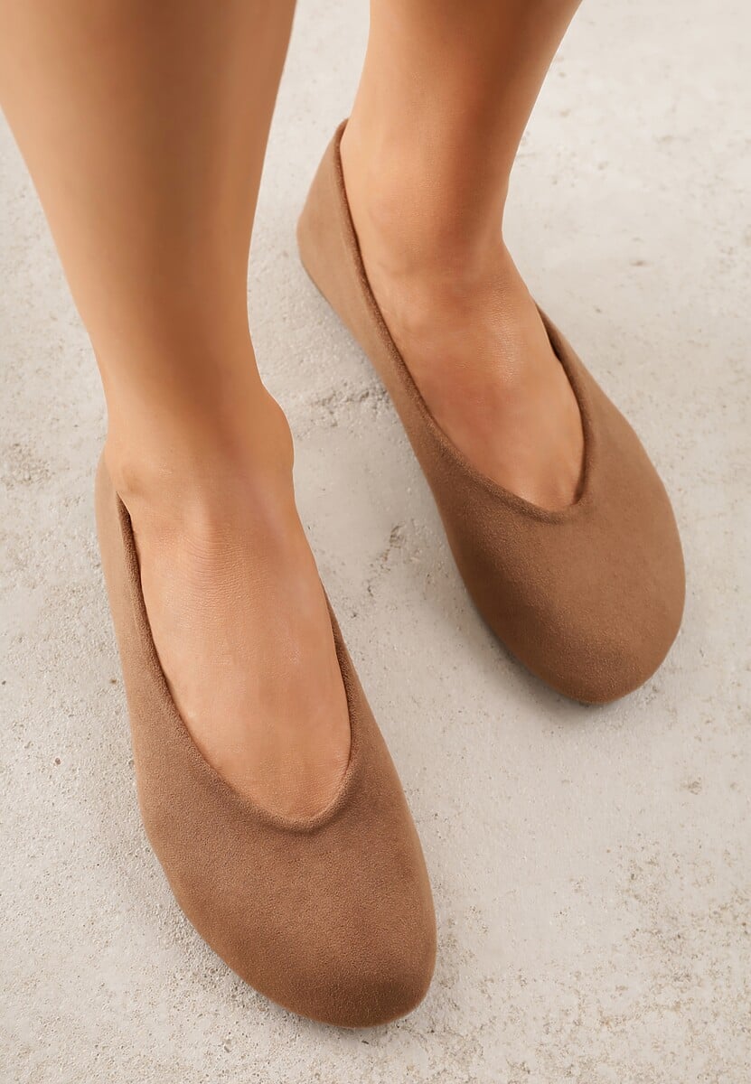 Brązowe Balerinki z Imitacji Zamszu w Stylu Basic Saraphiele 1