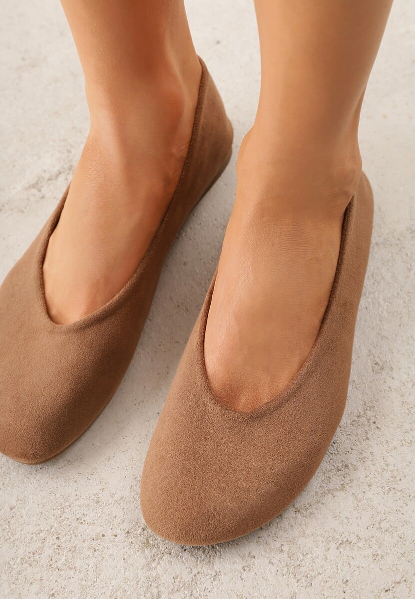 Brązowe Balerinki z Imitacji Zamszu w Stylu Basic Saraphiele 2