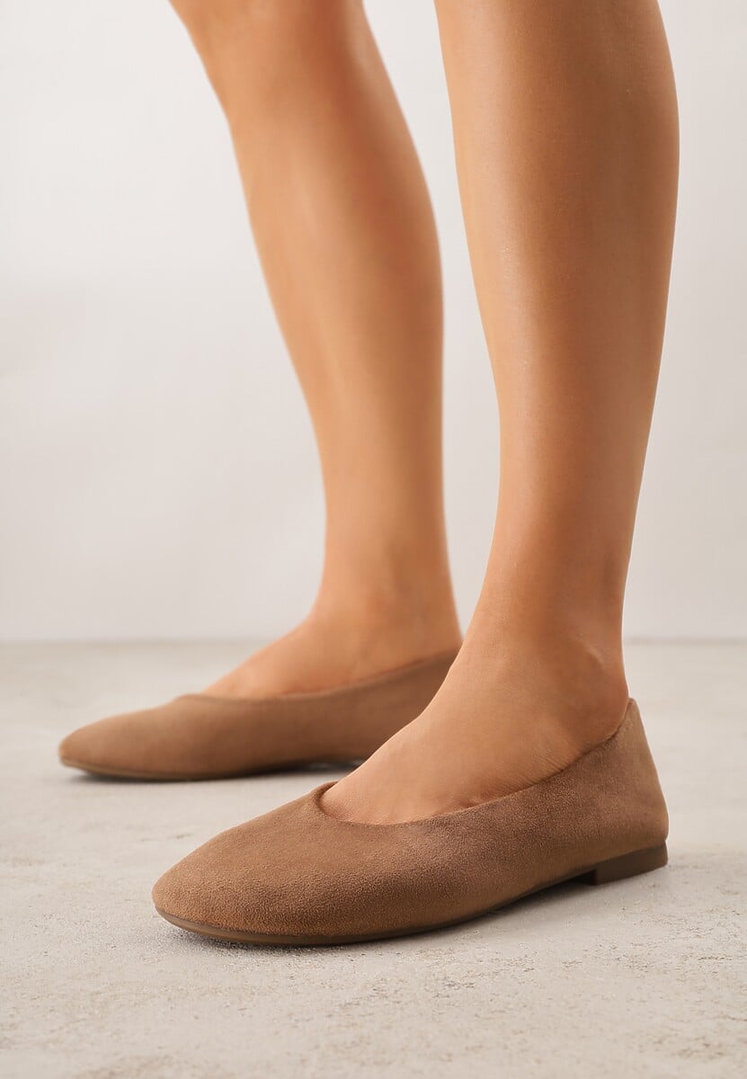 Brązowe Balerinki z Imitacji Zamszu w Stylu Basic Saraphiele 3