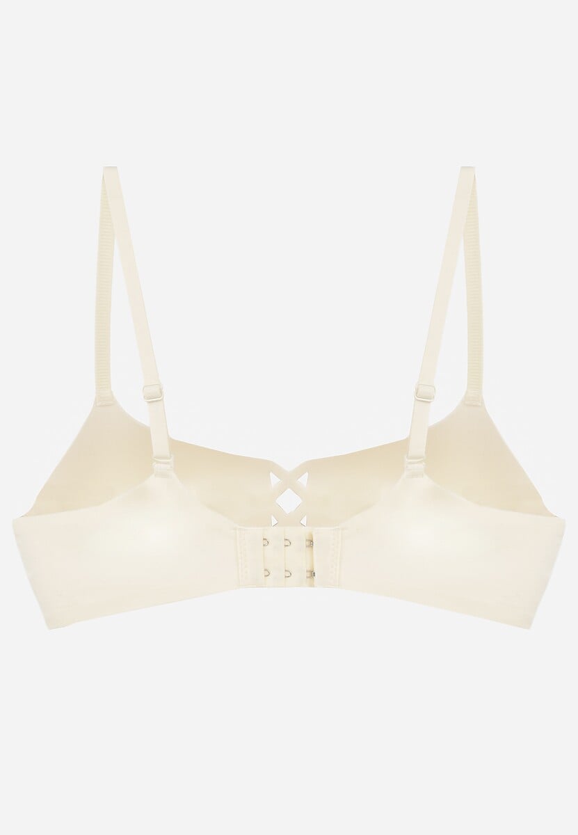 Jasnobeżowy Biustonosz o Gładkim Wykończeniu z Imitacją Wiązania Azisene 2