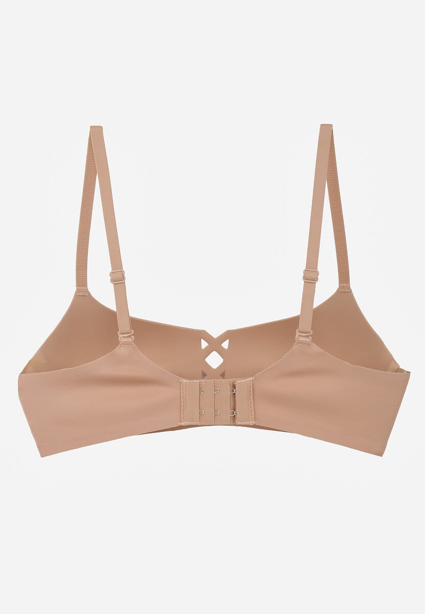 Ciemnobeżowy Biustonosz o Gładkim Wykończeniu z Imitacją Wiązania Azisene 2