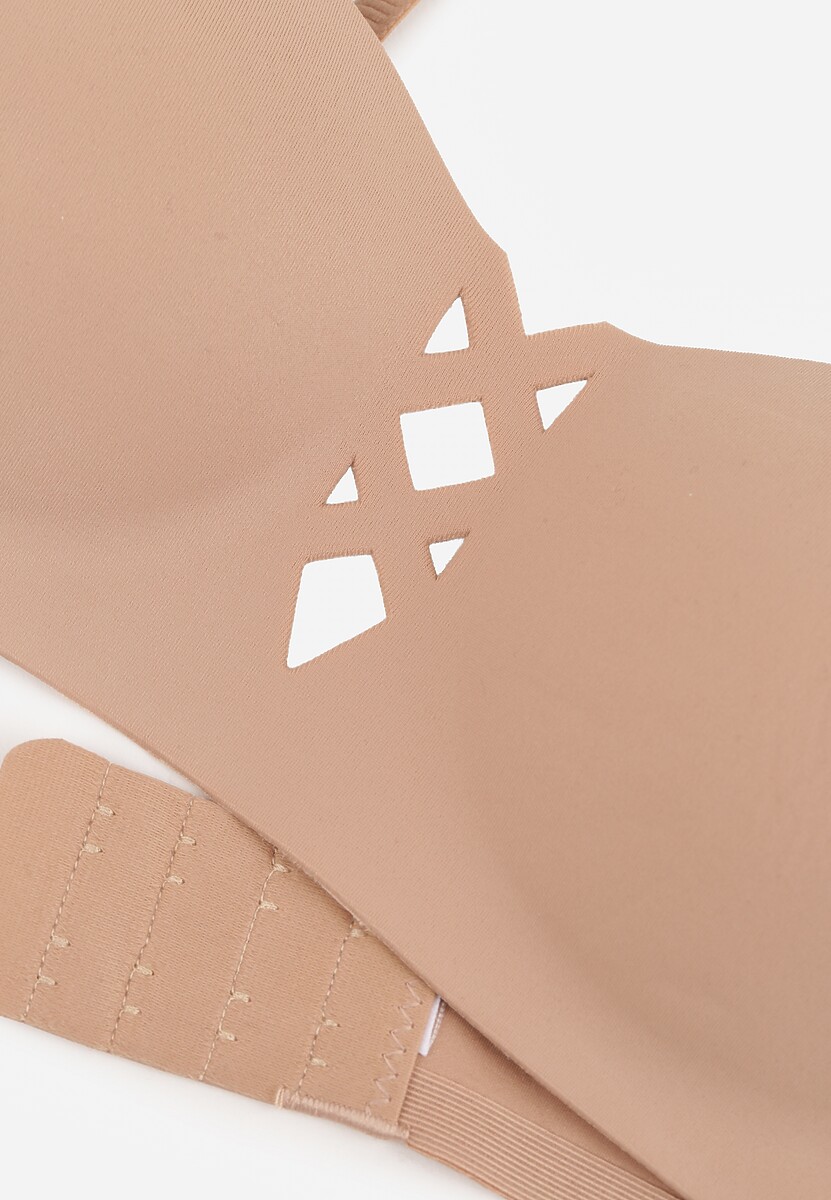 Ciemnobeżowy Biustonosz o Gładkim Wykończeniu z Imitacją Wiązania Azisene 3