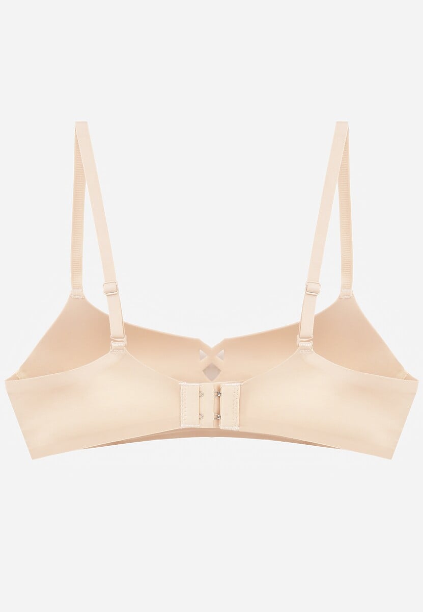 Beżowy Biustonosz o Gładkim Wykończeniu z Imitacją Wiązania Azisene 2
